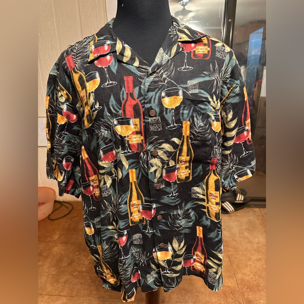 Preowned Reyn Spooner Hawaiian Multicolored Full Button 100% Linen Men's Large